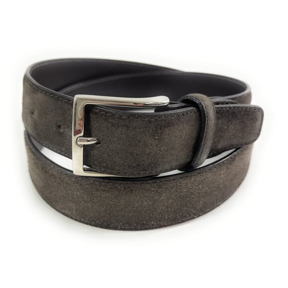 Canali Belt Mens Genuine Suede Leather Made In Italy 90/105 Size 34 Brass Buckle - Picture 1 of 12